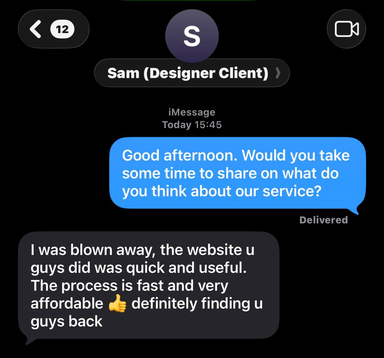 Testimonial from Sam
